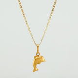 Set Cadena Escalera Plana + Dije Delfin / 2.15gr / 50.3 cm Tres Oros 18K