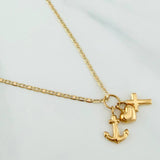 Set Cadena Escalera Plana + Dije Tres Gracias / 2.25gr / 50.2 cm Tres Oros 18K