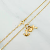 Set Cadena Escalera Plana + Dije Tres Gracias / 2.25gr / 50.2 cm Tres Oros 18K