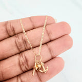 Set Cadena Escalera Plana + Dije Tres Gracias / 2.25gr / 50.2 cm Tres Oros 18K