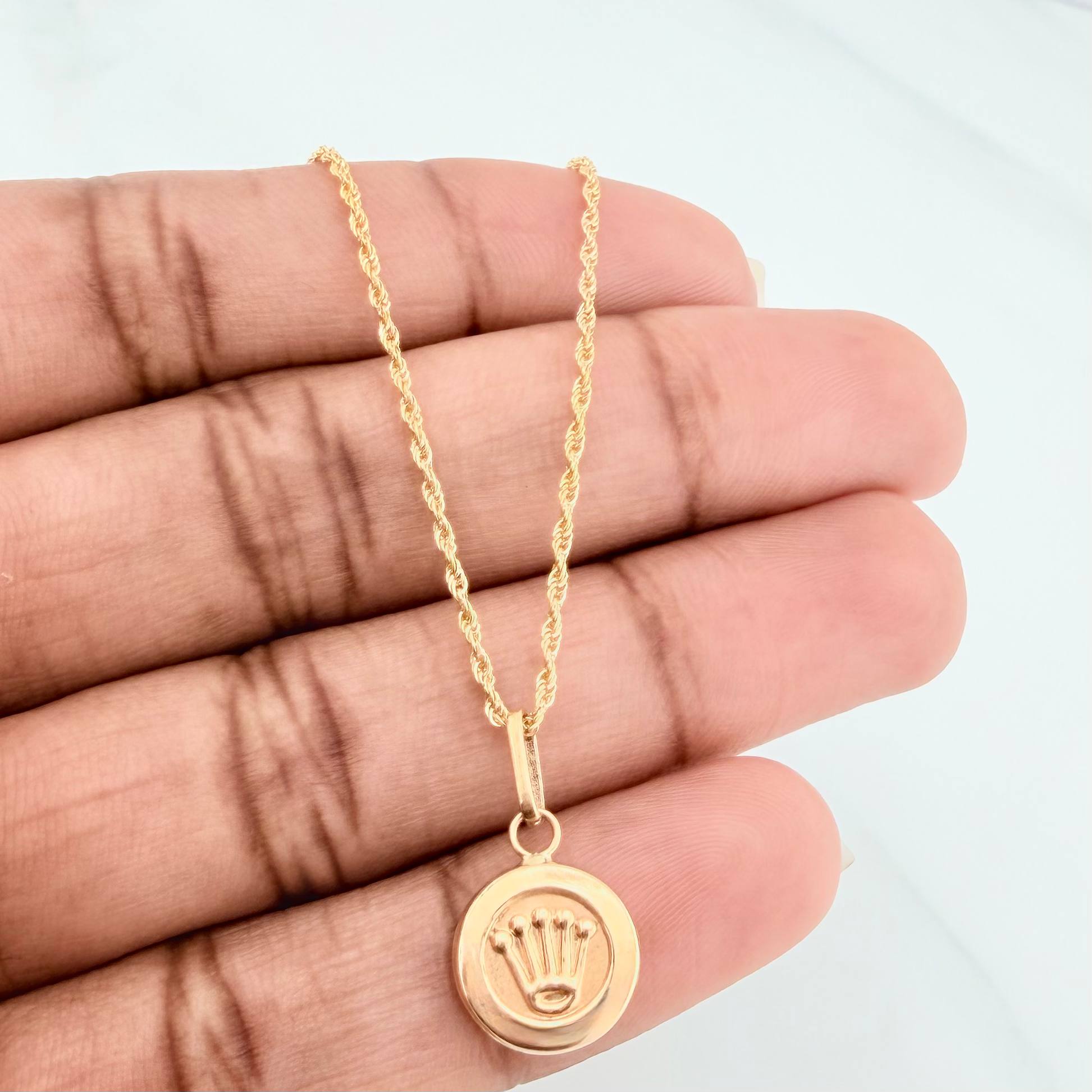 Set Cadena Lazo + Dije Corona / 1.8gr / 60 cm Oro Amarillo 18K
