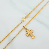 Set Cadena Lazo + Dije Cruz / 1.55gr / 60.1 cm Oro Amarillo 18K