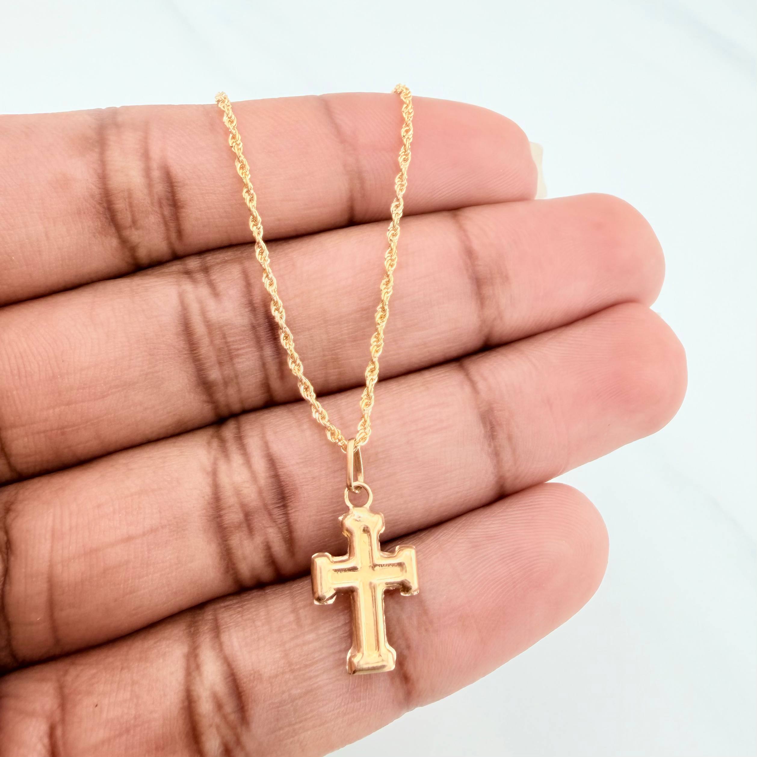 Set Cadena Lazo + Dije Cruz / 1.55gr / 60.1 cm Oro Amarillo 18K