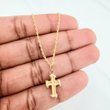 Set Cadena Lazo + Dije Cruz / 1.55gr / 60.1 cm Oro Amarillo 18K