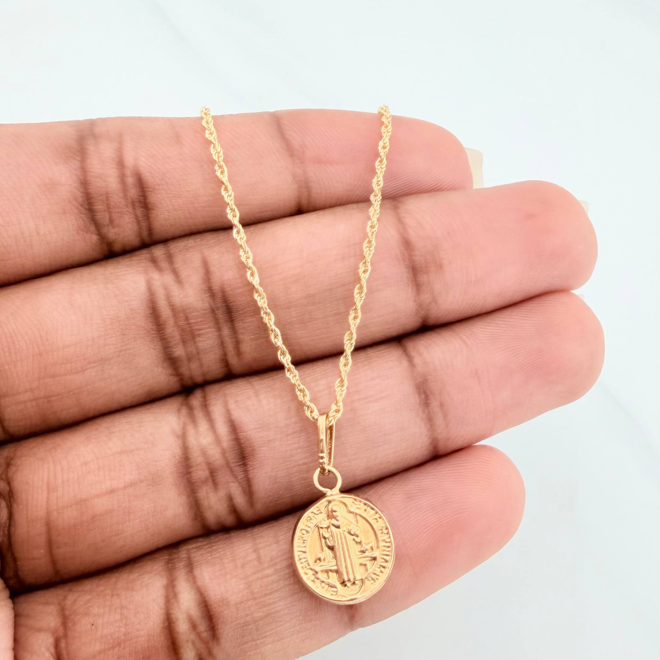 Set Cadena Lazo + Dije San Benito / 1.75gr / 60 cm Oro Amarillo 18K