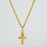 Set Cadena Lazo + Dije Cruz / 1.5gr / 60 cm Oro Amarillo 18K