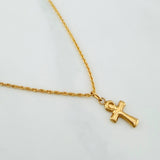 Set Cadena Lazo + Dije Cruz / 1.5gr / 60 cm Oro Amarillo 18K