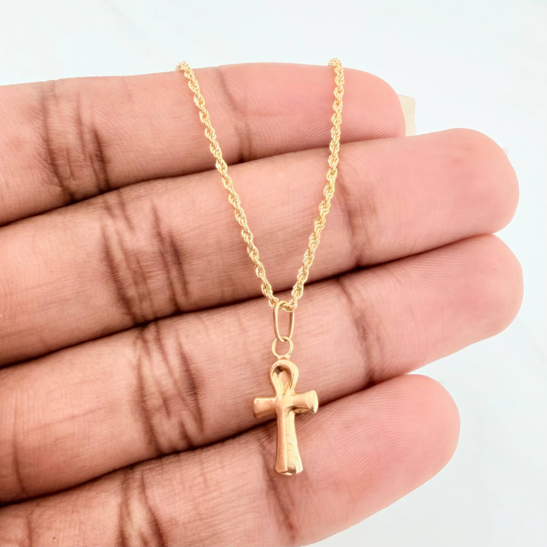 Set Cadena Lazo + Dije Cruz / 1.5gr / 60 cm Oro Amarillo 18K