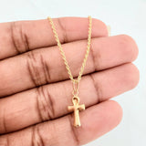 Set Cadena Lazo + Dije Cruz / 1.5gr / 60 cm Oro Amarillo 18K