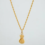 Set Cadena Lazo + Dije Bolsa Dinero / 1.6gr / 59.5 cm Oro Amarillo 18K