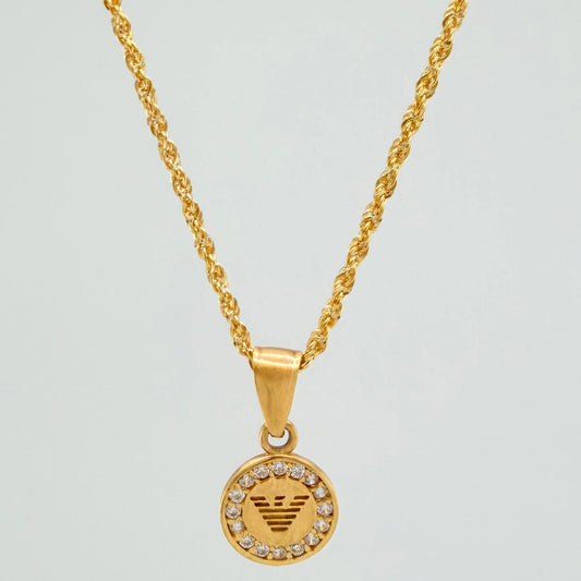 Set Cadena Lazo + Dije Emporio / 1.65gr / 50 cm Oro Amarillo 18K