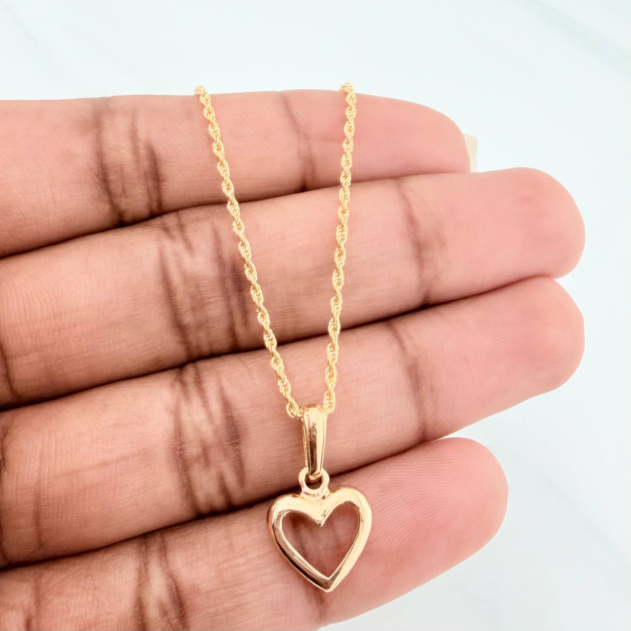Set Cadena Lazo + Dije Silueta Corazon / 1.75gr / 49.4 cm Oro Amarillo 18K