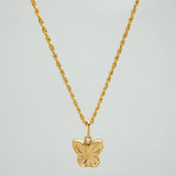Set Cadena Lazo + Dije Mariposa Diamantada / 1.7gr / 50 cm Oro Amarillo 18K