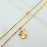 Set Cadena Lazo + Dije Mariposa Diamantada / 1.7gr / 50 cm Oro Amarillo 18K