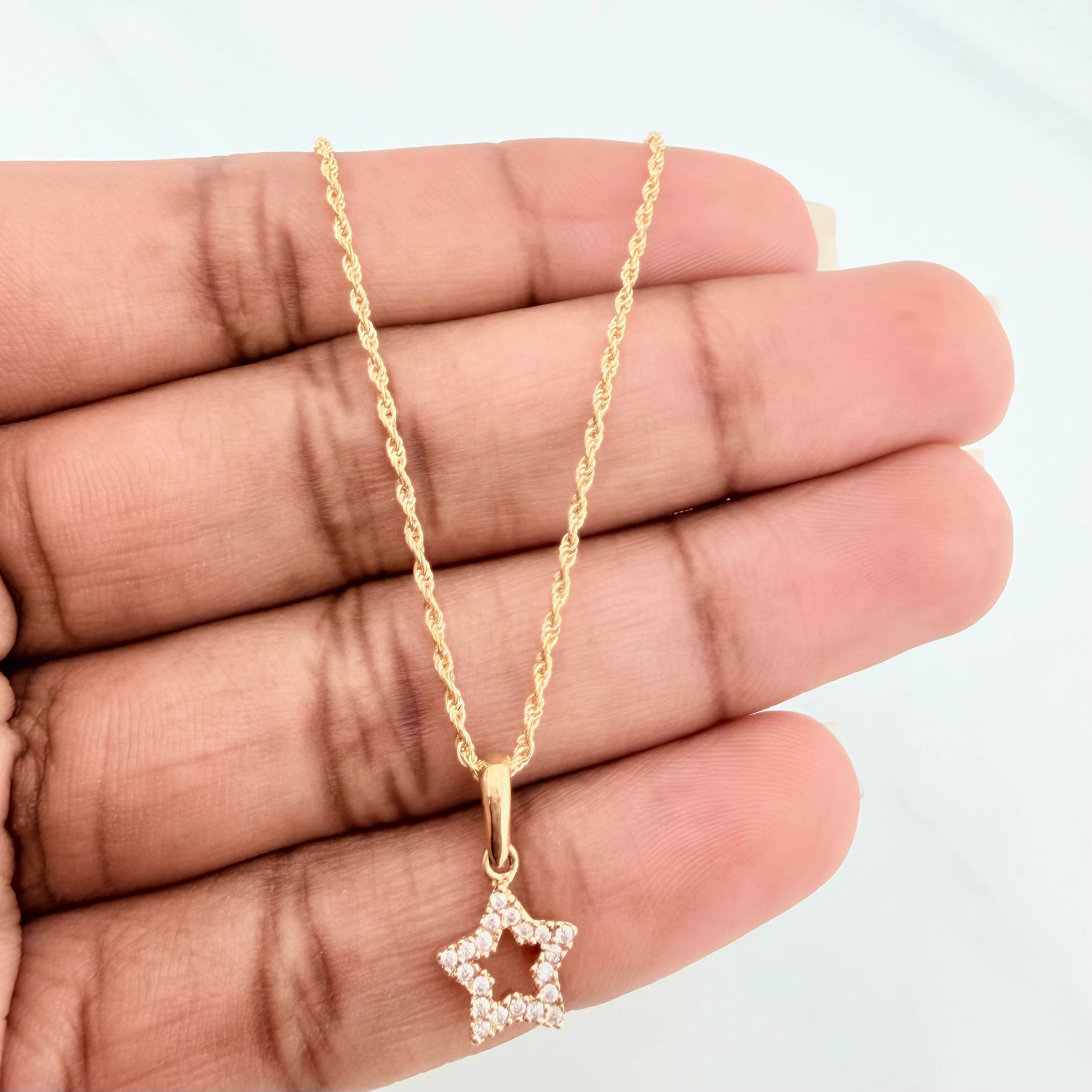 Set Cadena Lazo + Dije Silueta Estrella / 1.7gr / 50 cm Oro Amarillo 18K