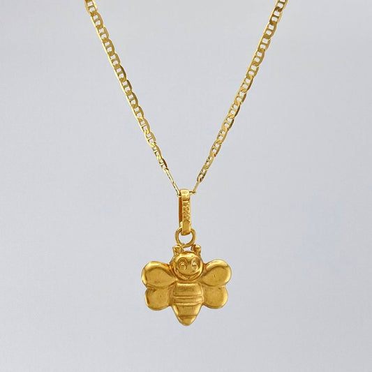 Set Cadena Escalera + Dije Abeja / 2.65gr / 50 cm Oro Amarillo 18K