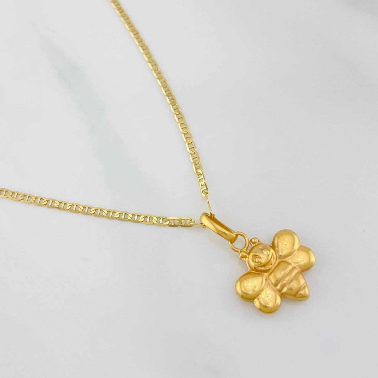 Set Cadena Escalera + Dije Abeja / 2.65gr / 50 cm Oro Amarillo 18K