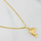 Set Cadena Escalera + Dije Delfin / 2.4gr / 49.8 cm Oro Amarillo 18K