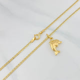 Set Cadena Escalera + Dije Delfin / 2.4gr / 49.8 cm Oro Amarillo 18K
