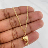 Set Cadena Escalera + Dije Delfin / 2.4gr / 49.8 cm Oro Amarillo 18K