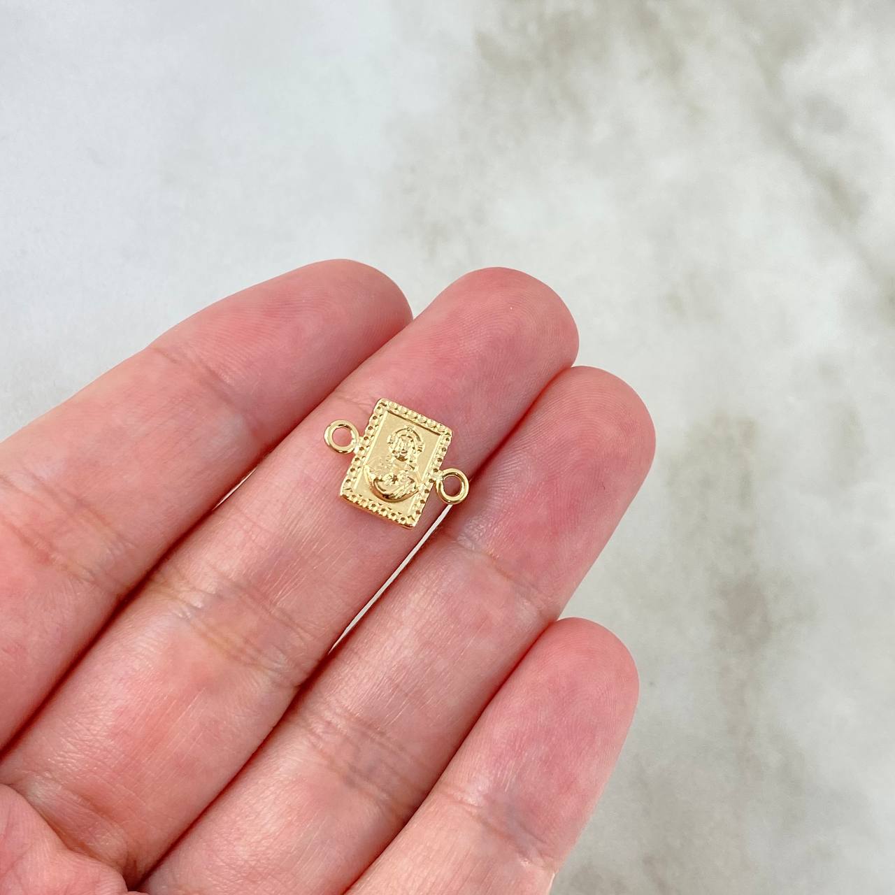 Herraje Doble Faz 0.5gr / 1.4cm / Virgen del Carmen-Sagrado Corazón de Jesus Oro Amarillo