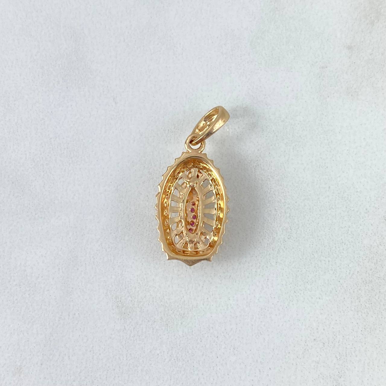 Dije Virgen de Guadalupe 3gr / 2.5cm / Silueta Circones Blancos Fucsias Verdes Oro Amarillo ©