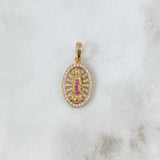 Dije Virgen de Guadalupe 2.35gr / 2.5cm / Ovalada Circones Blancos Fucsias Verdes Oro Amarillo ©