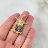 Dije San Miguel Arcángel 7.8gr / 3.9cm / Circones Negros Blancos Oro Amarillo ©