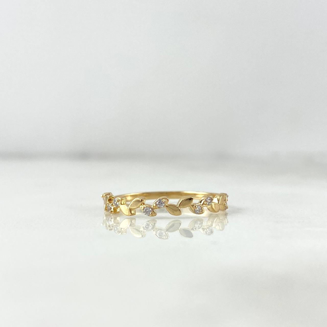 Anillo Laurel 1.3gr / T7 3/4 / Circones Blancos Oro Amarillo