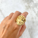 Anillo Rostro de Cristo 16.4gr / T11 1/4 / Circones Celestes Oro Amarillo *