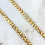 Cadena Cubana 35.7gr / 60cm / 8mm Broche Especial Circones Blancos Oro Amarillo Nac.Esp. ©