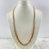 Cadena Cubana 35.7gr / 60cm / 8mm Broche Especial Circones Blancos Oro Amarillo Nac.Esp. ©