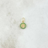 Dije Arbol De La Vida 0.3gr / 1.4cm / Circulo - Circones Verdes Oro Amarillo 18K