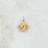 Dije Trebol Diamantado En Espiral 0.7gr / 1.7cm / Punteado Oro Amarillo 18K