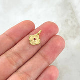 Dije Trebol Diamantado En Espiral 0.7gr / 1.7cm / Punteado Oro Amarillo 18K