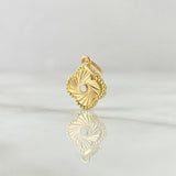 Dije Trebol Diamantado En Espiral 0.7gr / 1.7cm / Punteado Oro Amarillo 18K