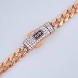 Cadena Cubano Monaco 19.25gr / 61cm / 4.85mm Dos Oros Blanco Rosa +4 18K &