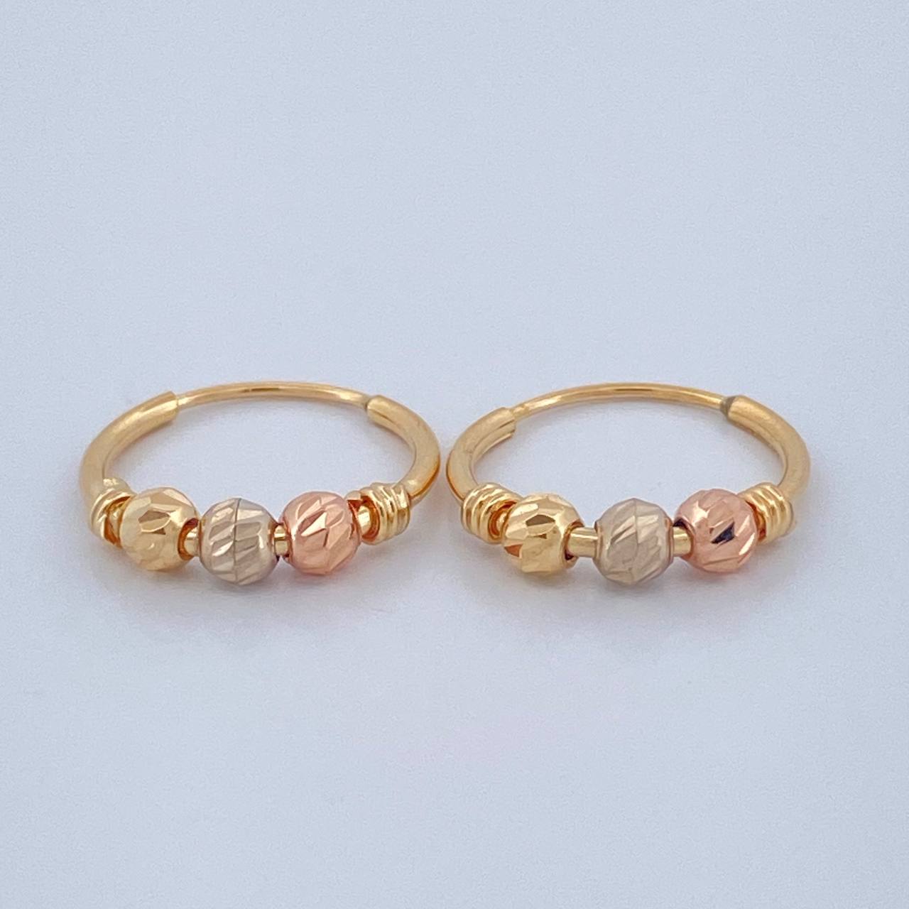 Candongas Trio 1.1gr / 1.5cm / Tres Oros  18K &