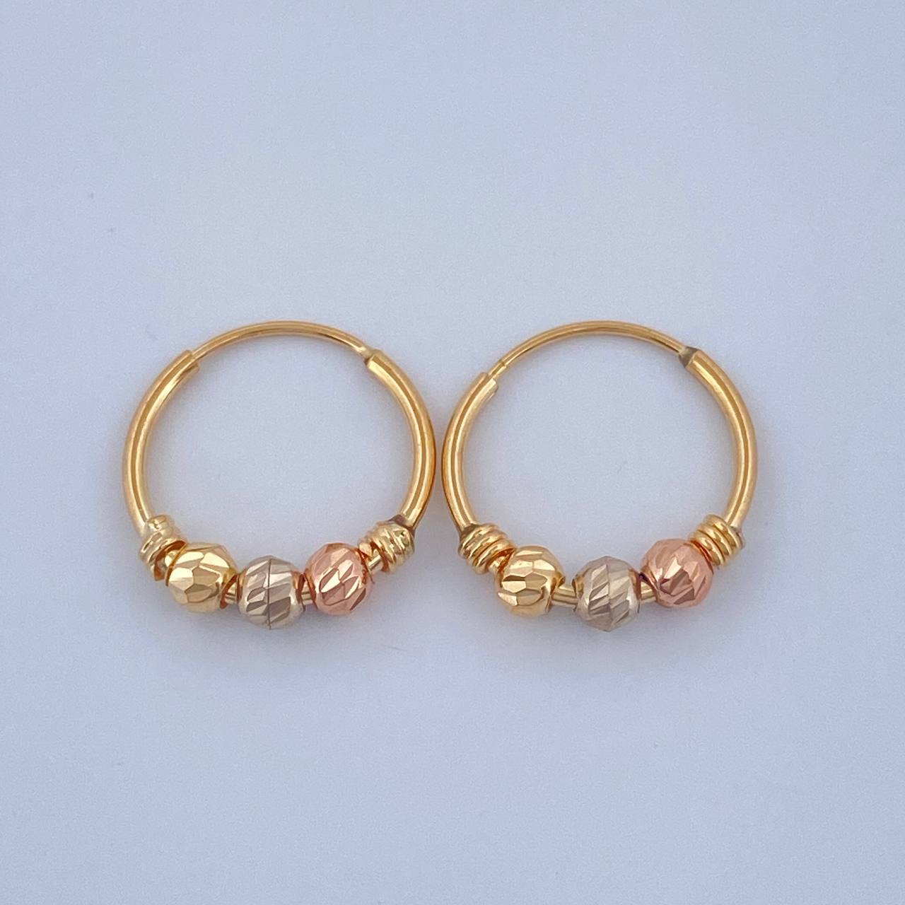 Candongas Trio 1.1gr / 1.5cm / Tres Oros  18K &
