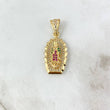 Dije Virgen de Guadalupe 2.95gr / 3cm / Silueta Circones Fucsias Verdes Oro Amarillo ©