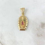Dije Virgen de Guadalupe 2.95gr / 3cm / Silueta Circones Fucsias Verdes Oro Amarillo ©