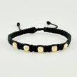 Pulsera Tejida Negra Bolas Diamantadas Oro Amarillo 18K