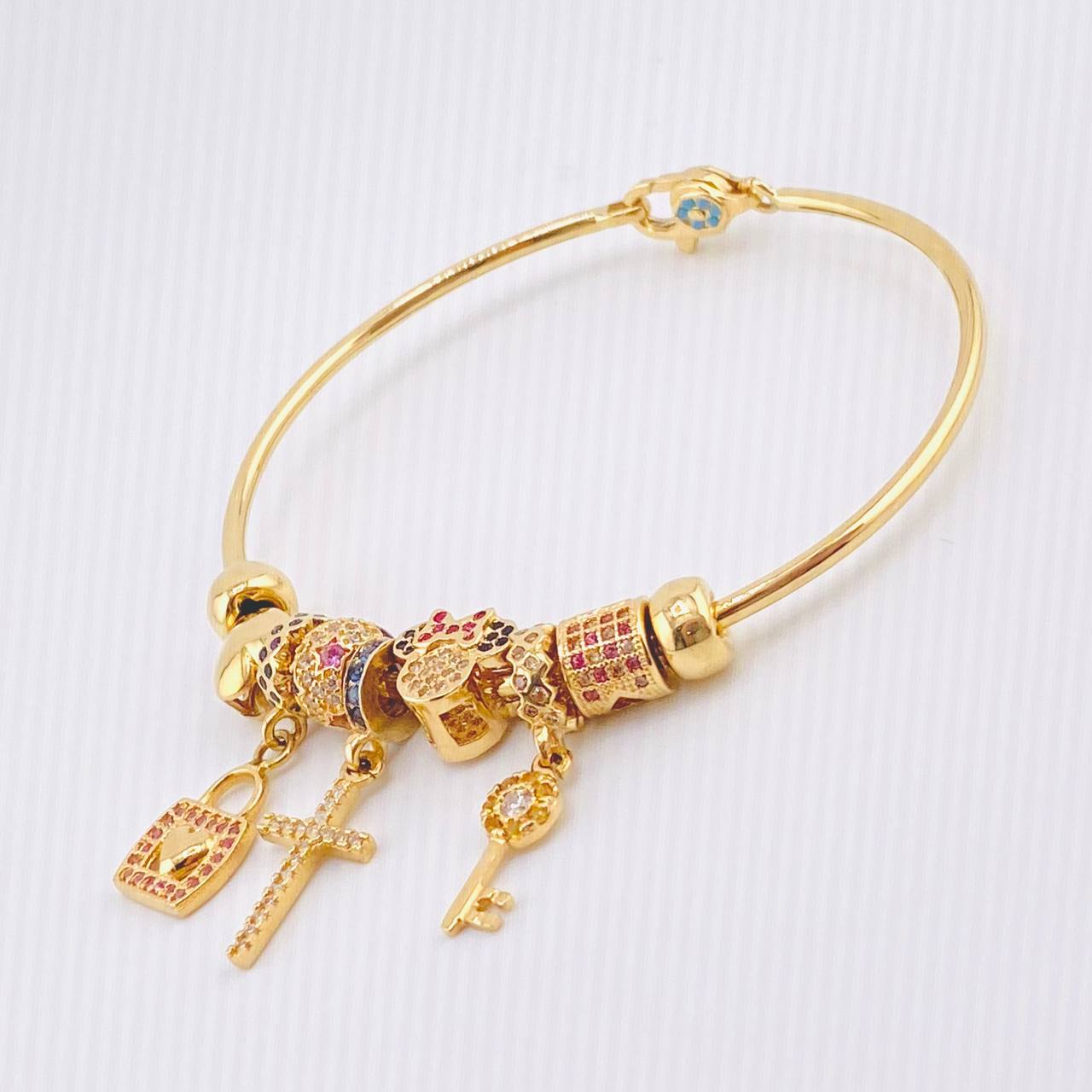 Pulso PD Minnie-Cruz-Llave-Cruz-Corazón 16gr / 18cm / Oro Amarillo 18K