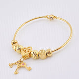 Pulso PD Llave Corazón Bolas Diamantadas 13.55gr / 17.5cm / Oro Amarillo 18K ©