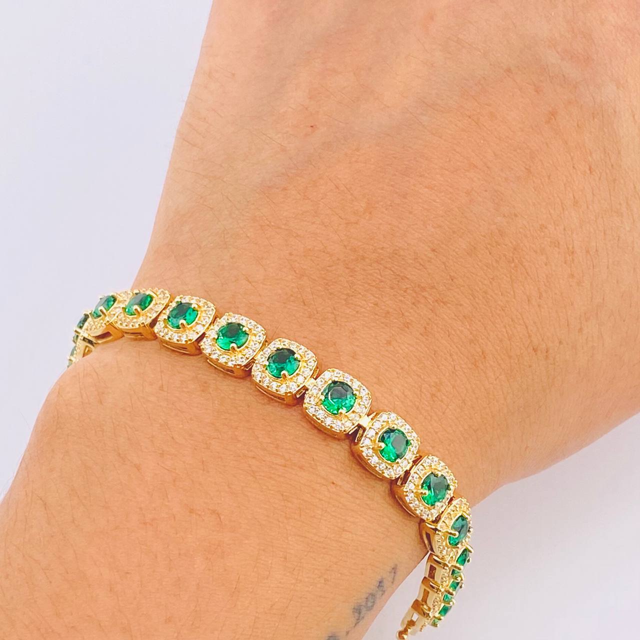 Pulso Tenis Halo Cubico 19gr / 17cm / 7.2mm Oro Amarillo 18K ©