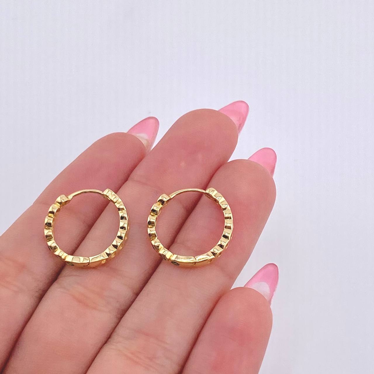 Candongas Carril Ojos Huecos 2.9gr / 1.5cm / Oro Amarillo 18K *