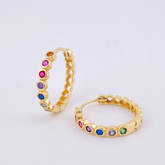 Candongas Carril Ojos Huecos 2.9gr / 1.5cm / Oro Amarillo 18K *