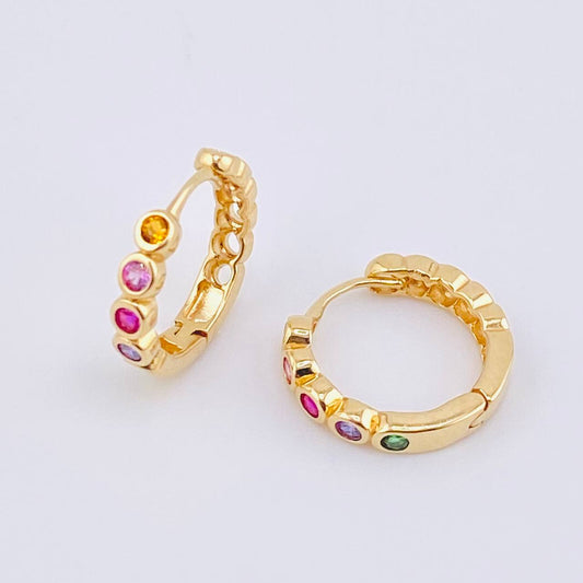 Candongas Carril Ojos Huecos 2.2gr / 1.2cm / Oro Amarillo 18K *