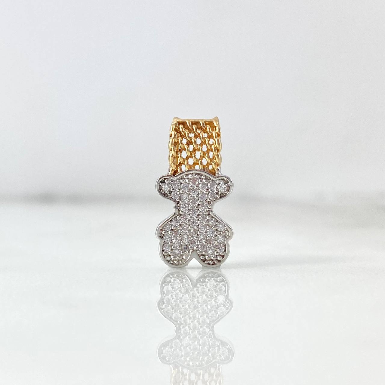 Dije Malla Oso TS 1.75gr / 1.8cm / Circones Blancos Dos Oros Amarillo Blanco 18K (Oferta) ©