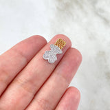 Dije Malla Oso TS 1.75gr / 1.8cm / Circones Blancos Dos Oros Amarillo Blanco 18K (Oferta) ©